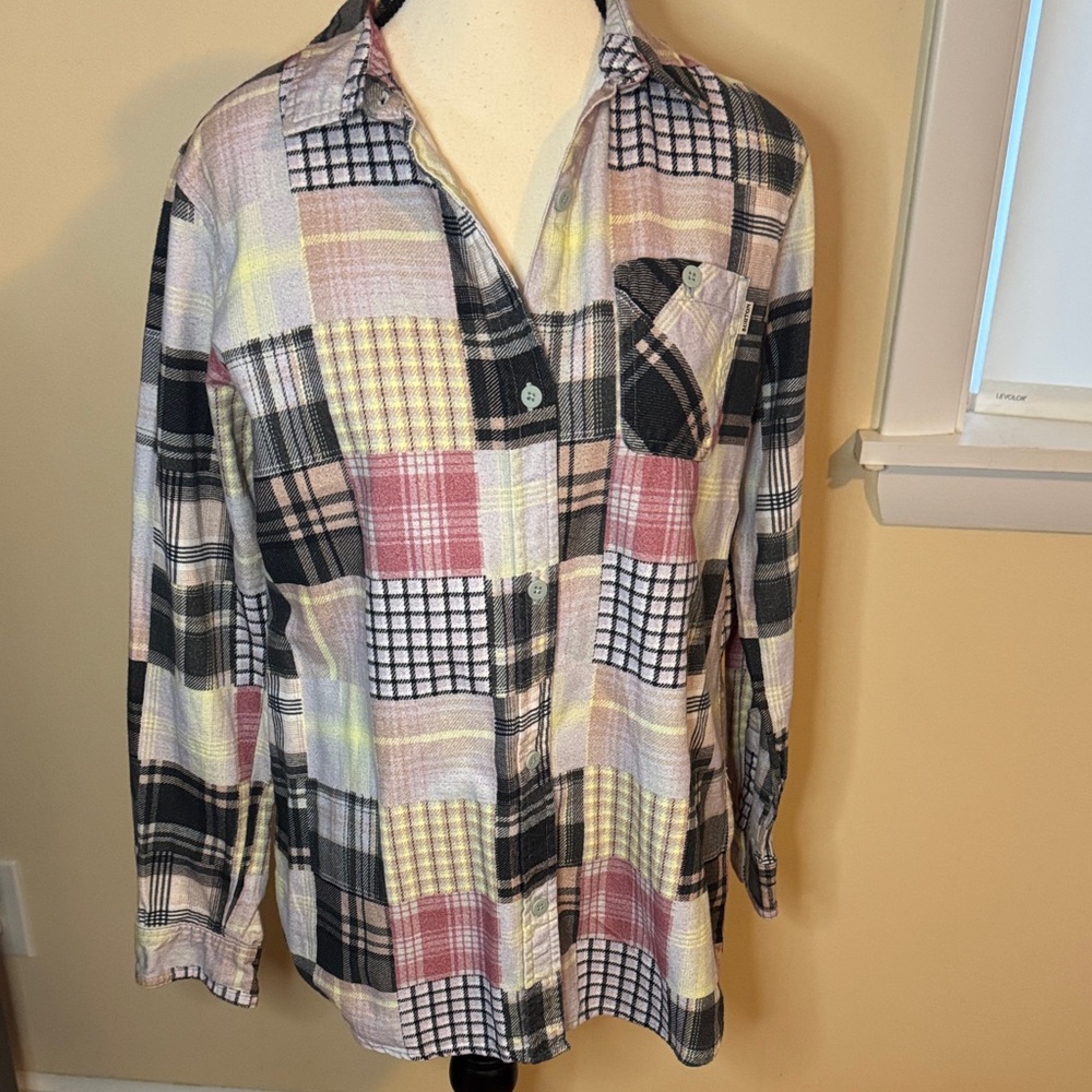 Women's Burton Grace Premium patchwork button down Flannel size XS multicolor